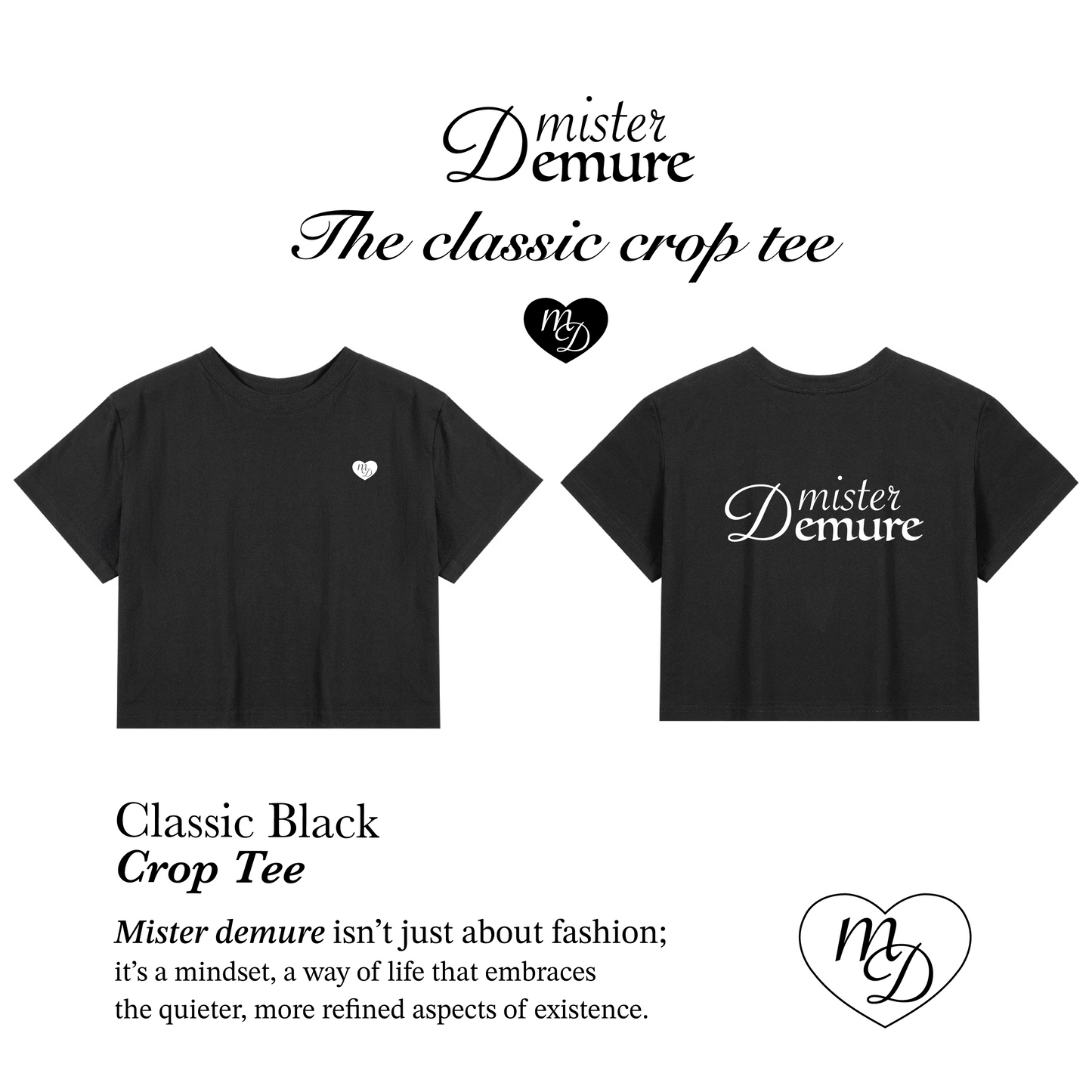 Mister demure’s Black Classic Crop Tee