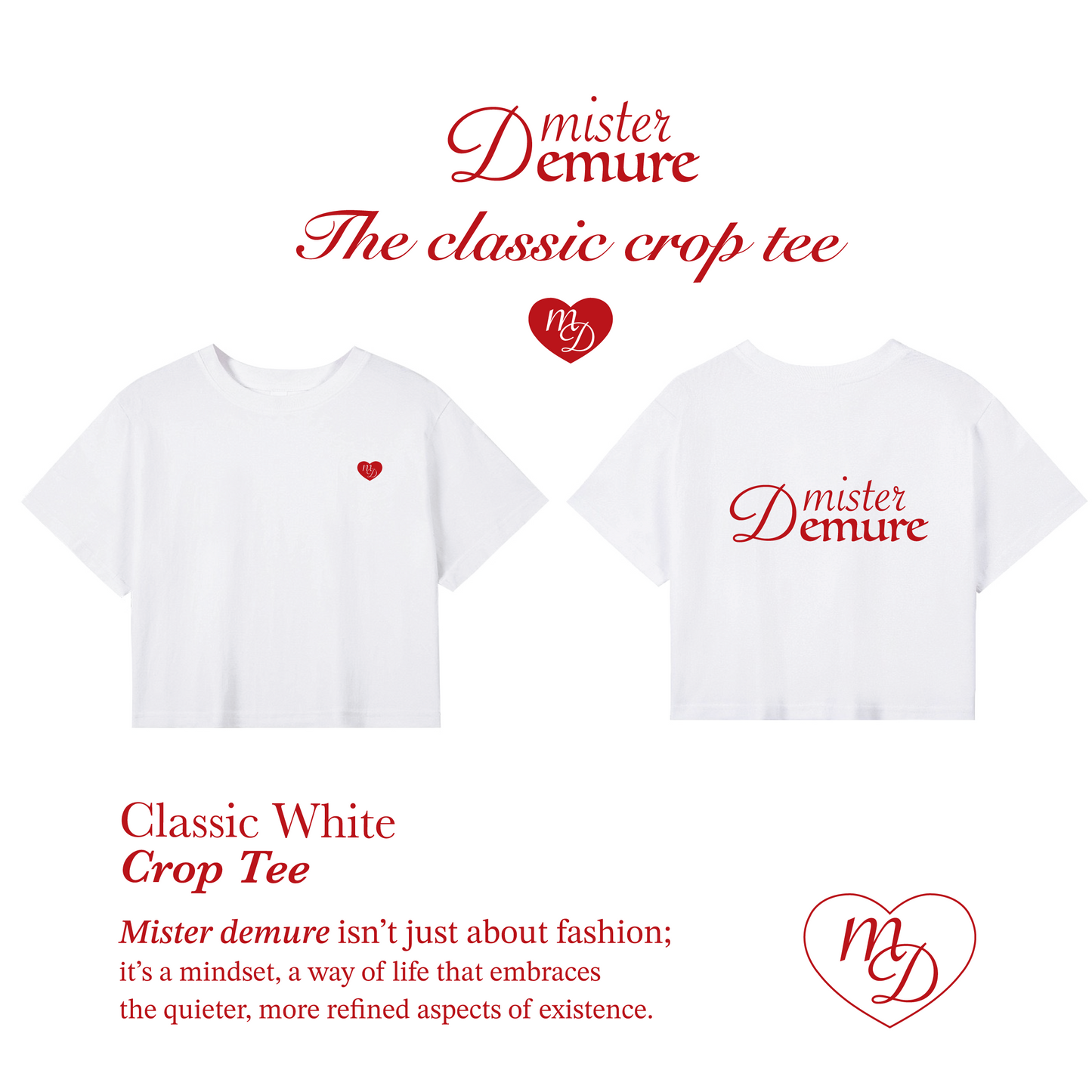 Mister demure’s White Classic Crop Tee