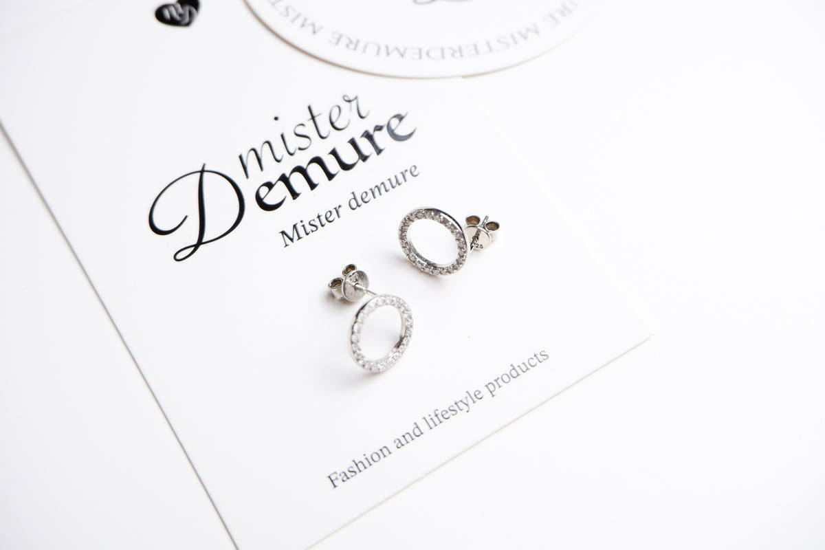 Silver Circle Studs Earrings | The Grace Collection