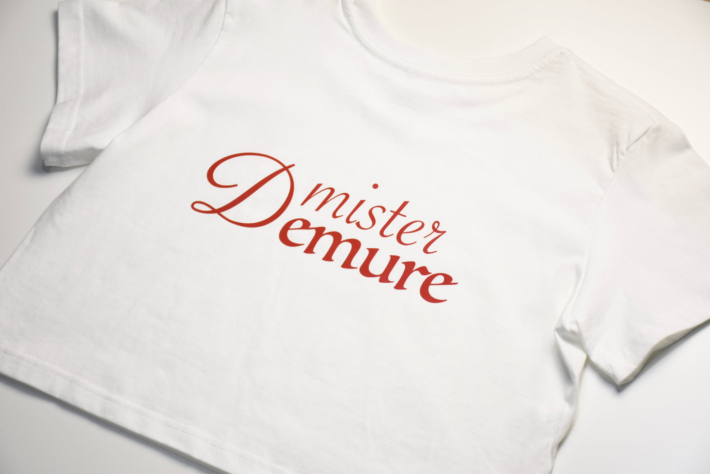 Mister demure’s white classic crop tee