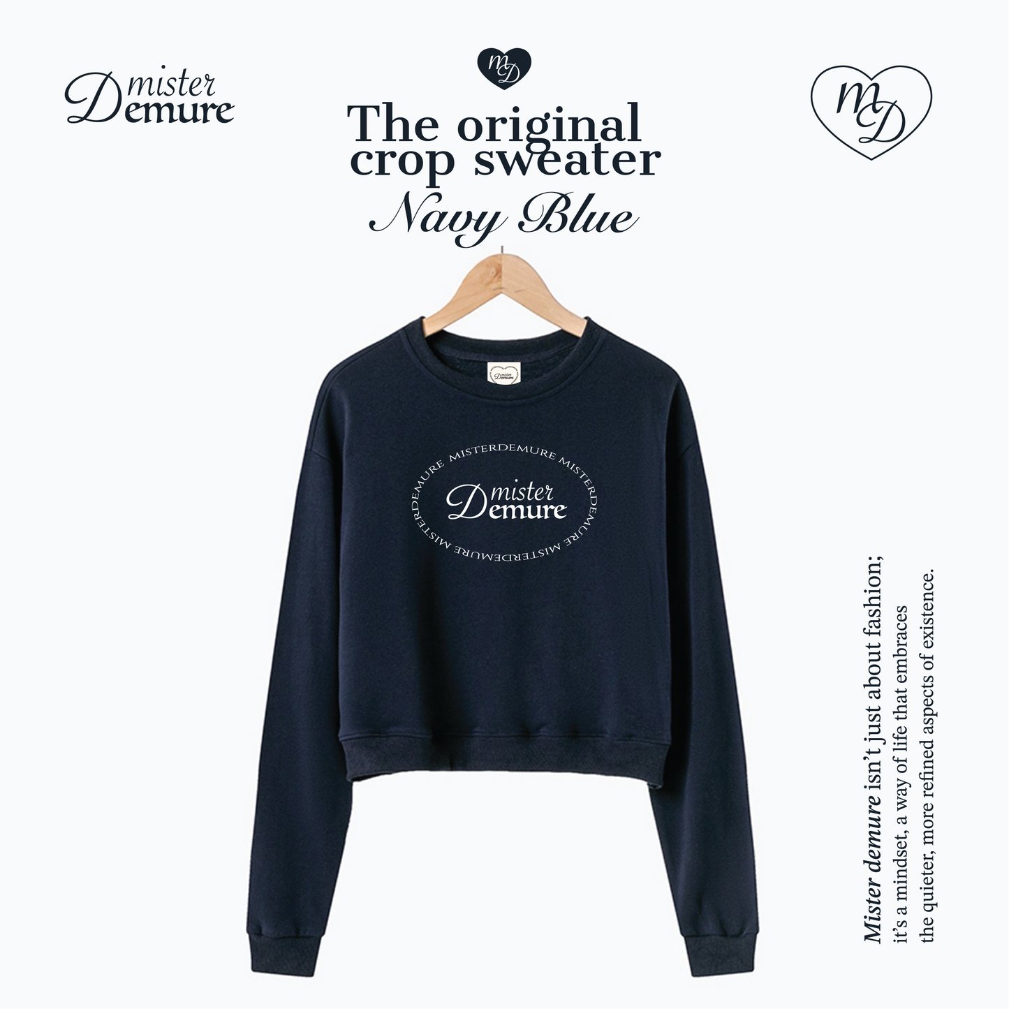 Mister demure’s navy blue original crop sweater | Winter Collection